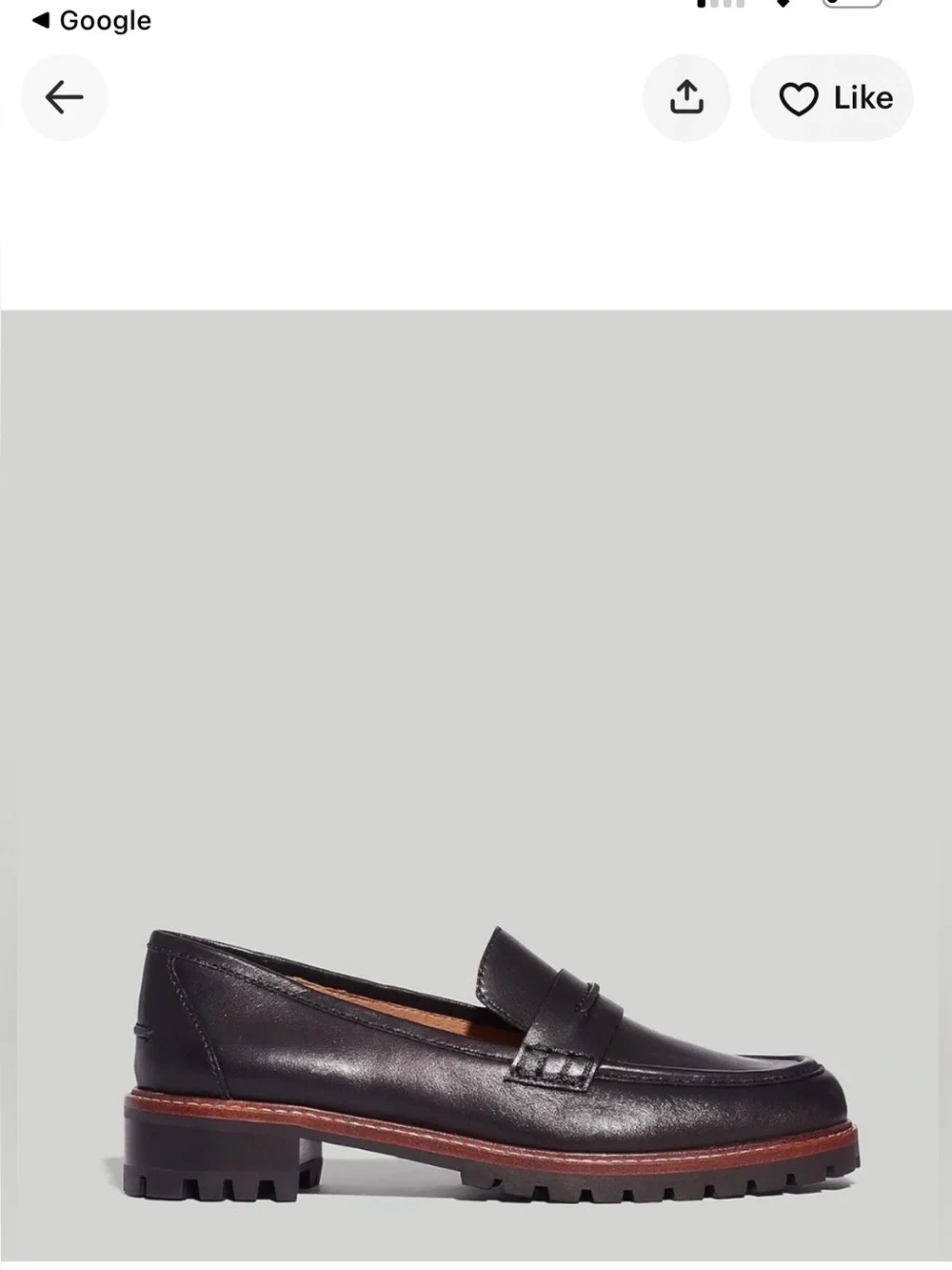 NWOT- Madewell- The Corinne Lugsole Leather Loafer. Size: 5.5